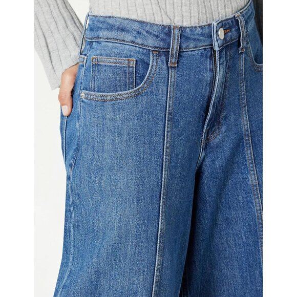 Women's Relaxed Fit Jeans Cotton Blend Wide Leg 26 Medium Indigo - Picture 3 of 7